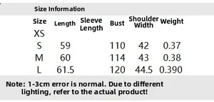 Detailed size chart for women's bow vest coat including length, bust, and shoulder info