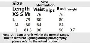 Detailed size chart with length, waist, and chest measurements for the plaid bow dress