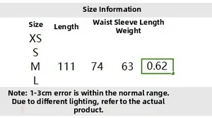 Detailed size chart for V-neck knit dress showing length, waist, sleeve and weight specs