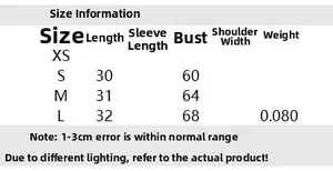 Size chart for women short knit halter neck vest showing length and bust in centimeters