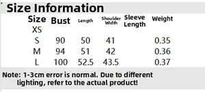 Detailed size chart with chest, length, and weight measurements for women's vest top