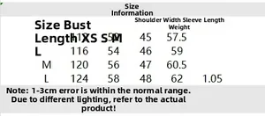 Detailed size guide table for women knit stand collar puffer jacket with measurements