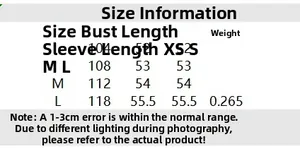 Size chart for women's floral embroidery jacket including bust, length, and sleeve measurements
