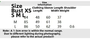 Size chart showing chest, length, sleeve and shoulder measurements for knit outerwear