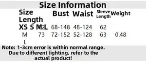 Detailed size chart for slim fit knit patchwork dress showing length and bust measurements