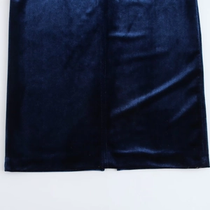 Elegant navy blue velvet midi dress for women featuring high-quality slim fit fabric texture