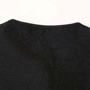 Women's black jacket with high-quality floral embroidery and detailed neckline design