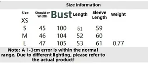 Size chart for faux fur knit jacket with shoulder, bust, length and sleeve measurements