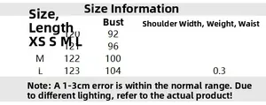Detailed size chart for the sleeveless midi dress including length and bust measurements