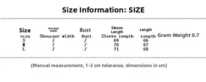 Detailed sizing chart for women's V-neck woolen jacket with S, M, and L measurements