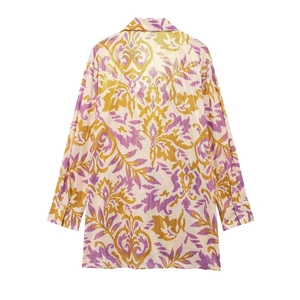 Baroque print long sleeve button-up shirt and trousers set with metallic gold floral motifs