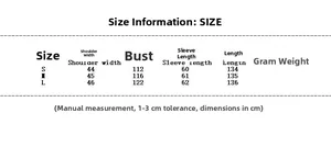 Size chart detail for long wool coat with shoulder, bust, sleeve, and length measurements