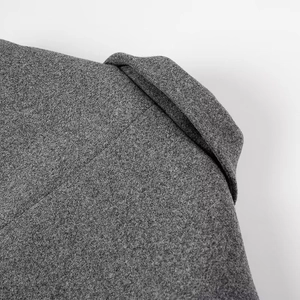 Women's street style melange grey wool long coat with premium button detailing