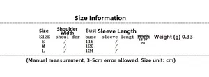 Detailed size chart for street fashion printed vest showing length and bust measurements