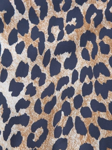 Detailed close-up of leopard print fabric texture on a summer zip-up jacket for women