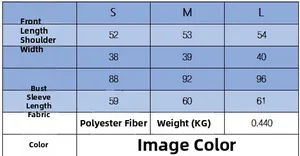 Size chart with measurements for women's fashionable gold buttoned knit sweater jacket
