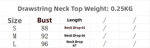 Size guide for halter neck top with bust and length measurements in cm for S to L