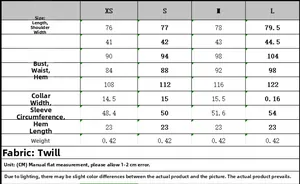 Size chart for split design vest and pants set with measurements for XS, S, M, L
