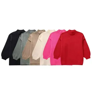 Women's chic half-turtleneck knit sweaters available in six stylish versatile colors