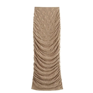 Ensemble jupe moulante kaki élégant avec sequins et texture en maille froncée