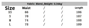 Size chart for women's side stripe set showing waist and length measurements in centimeters
