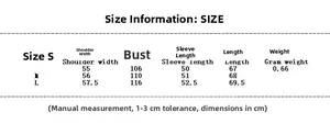 Detailed sizing chart for women's wool coat including shoulder, chest, and length in cm