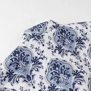 Women's 2024 floral print cotton jacket with elegant Baroque patterns on white fabric