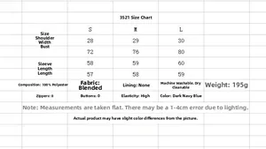 Tableau des tailles pour pull en maille col V avec mesures S, M, L en bleu marine