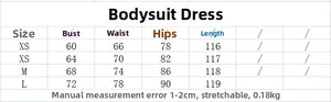 Größentabelle für trägerloses Netzkleid mit Maßen von XS bis L für eine perfekte Passform