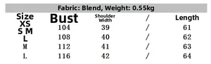 Guide des tailles pour gilet en fourrure synthétique femme de la taille XS à L