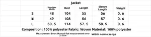 Tabella taglie per giacca in tweed con paillettes da donna, misure S, M, L in cm