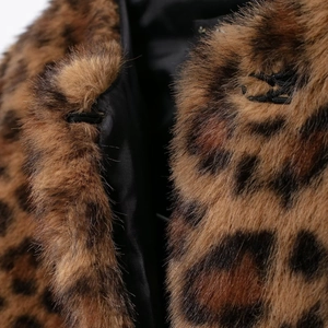 Women's faux fur leopard print coat featuring high-quality plush texture and inner lining