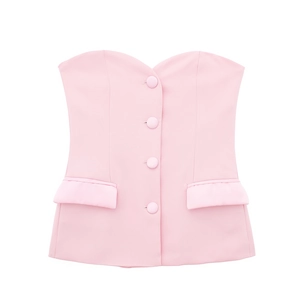 Haut Bustier en Satin Sexy pour Femmes Avec Boutons Devant ou Jupe-Culotte Taille Haute Couleur Unie Été Sans Manches Streetwear Tenue de Mode