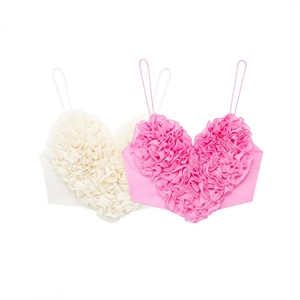 Haut tube à volants en forme de cœur pour femmes en blanc et rose, style d'été chic