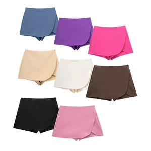 Asymmetrical high waist wrap skort for women in eight stylish assorted colors