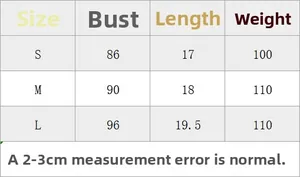 Size chart for women relief floral crop top showing bust and length in S, M, L
