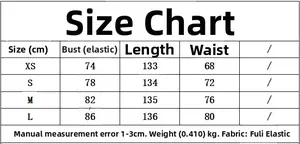 Detailed size chart for lace-up midi dress showing bust and length measurements in cm