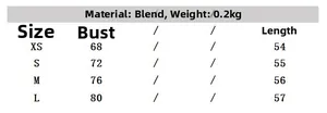 Size chart for summer halter top detailing measurements for XS to L sizes in centimeters