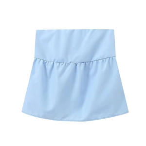 Light blue layered shirt extender with pleated details for women's summer outfits