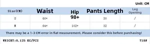 Detailed size chart for women's elastic waist wide leg shorts with measurements in CM