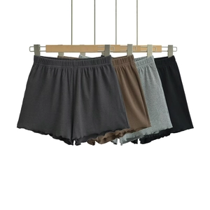 Women's summer ribbed wide-leg shorts with elastic waist in four essential colors