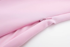 Detail of pink summer halter top fabric with high-quality matching invisible zipper