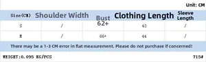 Size chart detail for stretch slim fit crop top showing measurements for S and M sizes