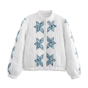 Quilted floral jacket with star prints and blue patterns for women summer fashion style
