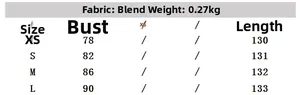 Size chart table for the summer satin midi dress showing bust and length in centimeters