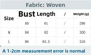 Size chart for summer street style dress with bust and length measurements in centimeters