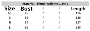 Size chart for women summer midi dress showing bust and length measurements in cm