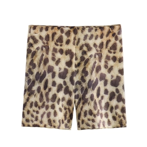 Women's leopard print cycling shorts with elastic high waist for summer fitness
