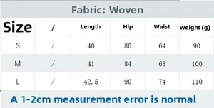 Size chart for women's animal print wrap skirt showing measurements for S, M, and L sizes