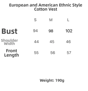 Size chart for women ethnic print cotton vest detailing bust shoulder and length measurements